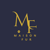 Maison Fur logo with gold letters on a dark blue background