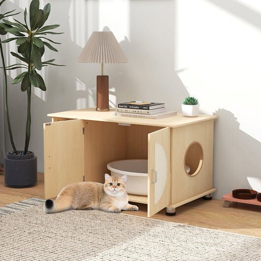 Cat Litter Box Enclosure with Scratching Doors - Maison Fur