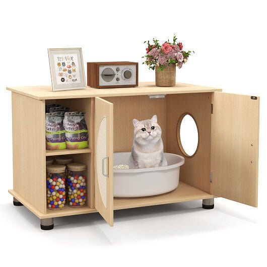 Cat Litter Box Enclosure with Scratching Doors - Maison Fur