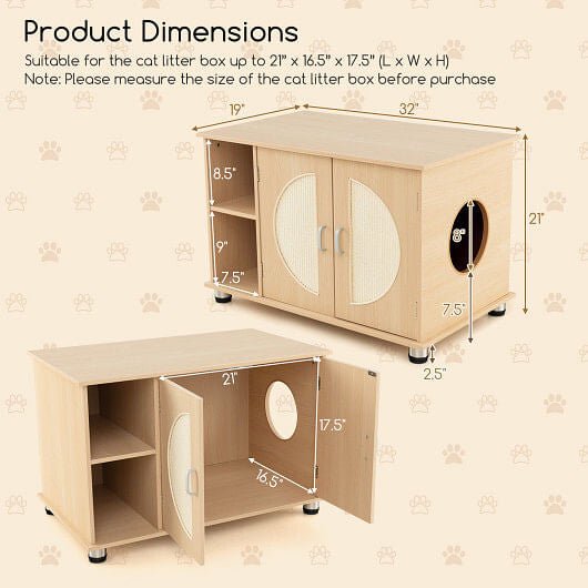 Cat Litter Box Enclosure with Scratching Doors - Maison Fur