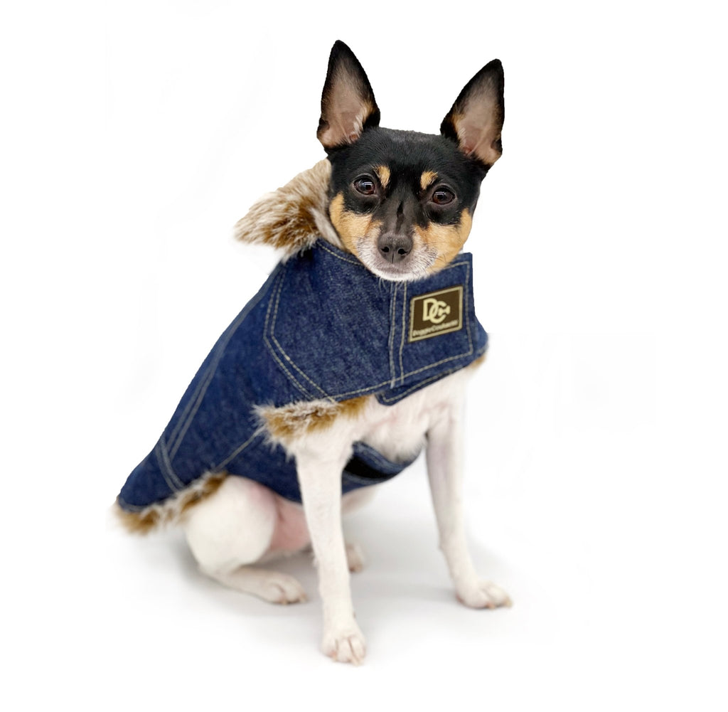 DCNY Faux Fur Denim Coat - Maison Fur