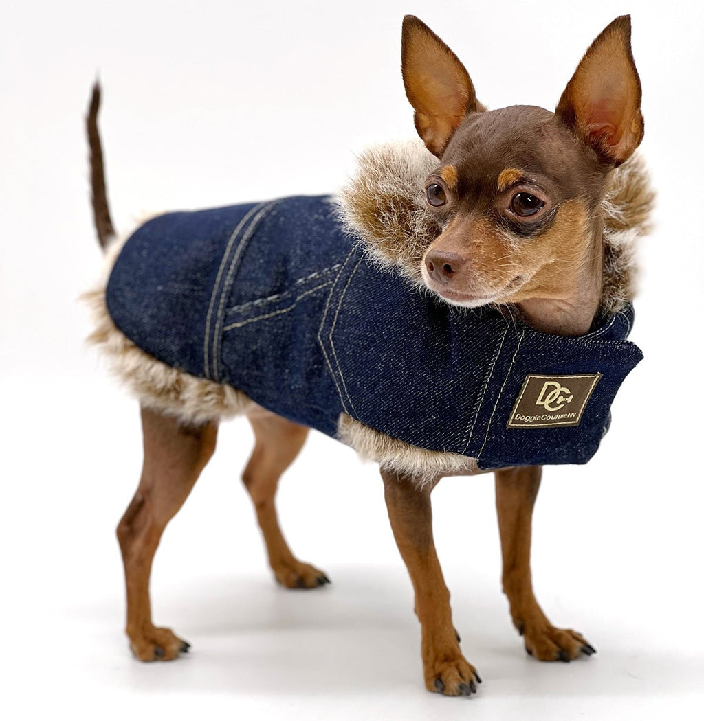 DCNY Faux Fur Denim Coat - Maison Fur