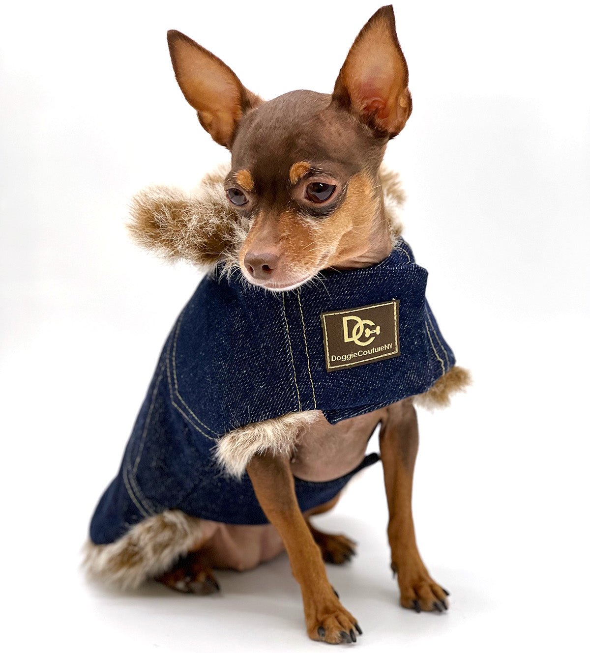 DCNY Faux Fur Denim Coat - Maison Fur