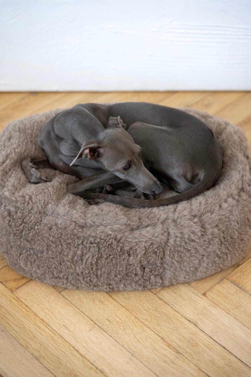 Natural Wool Pet Bed - Oval, Greige - Maison Fur