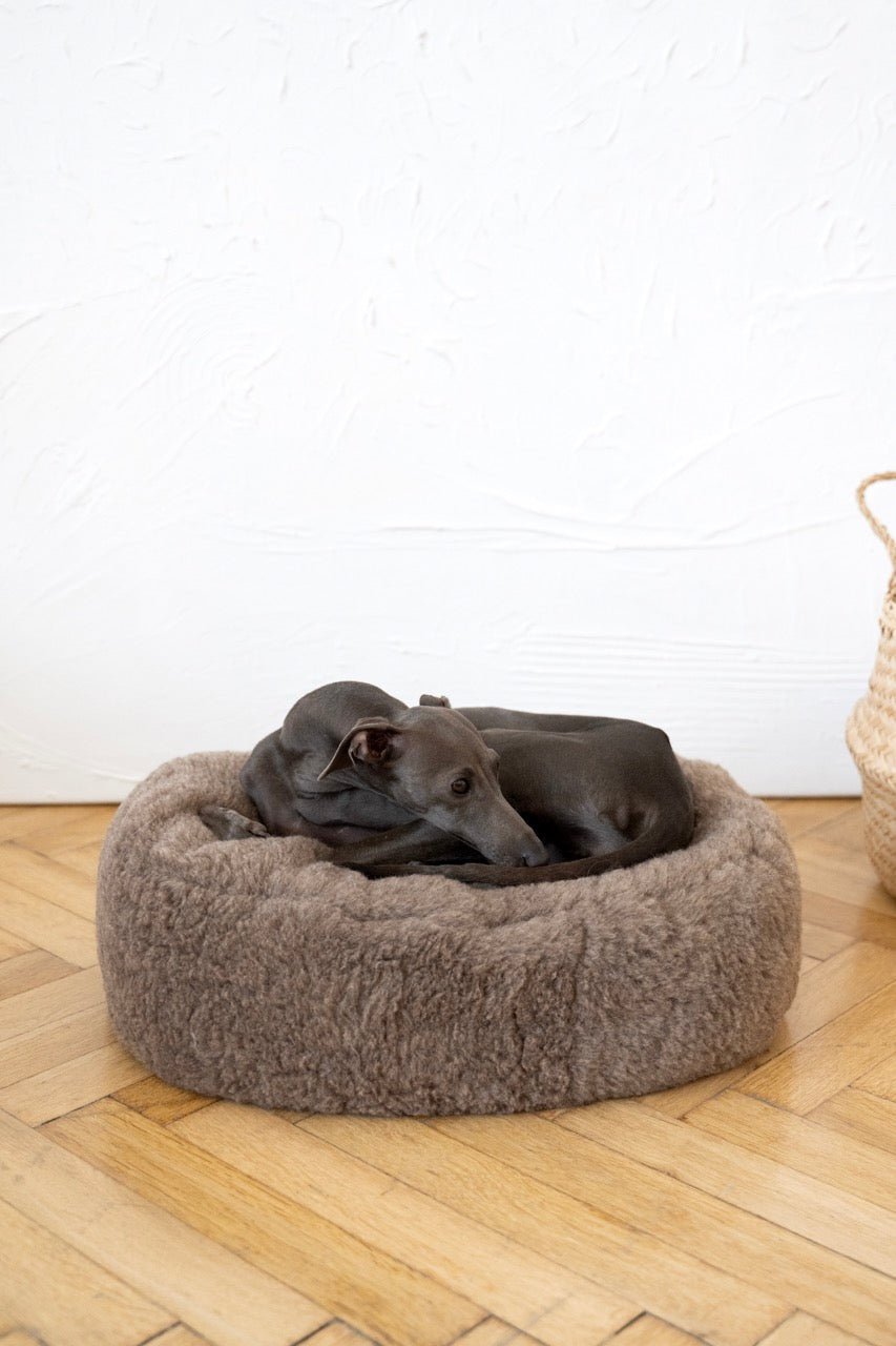 Natural Wool Pet Bed - Oval, Greige - Maison Fur