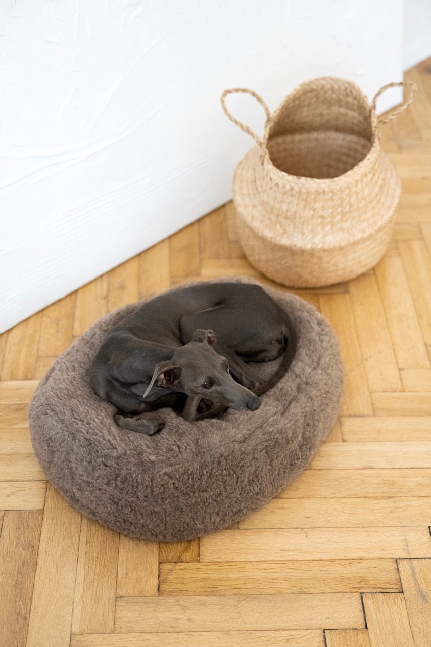 Natural Wool Pet Bed - Oval, Greige - Maison Fur