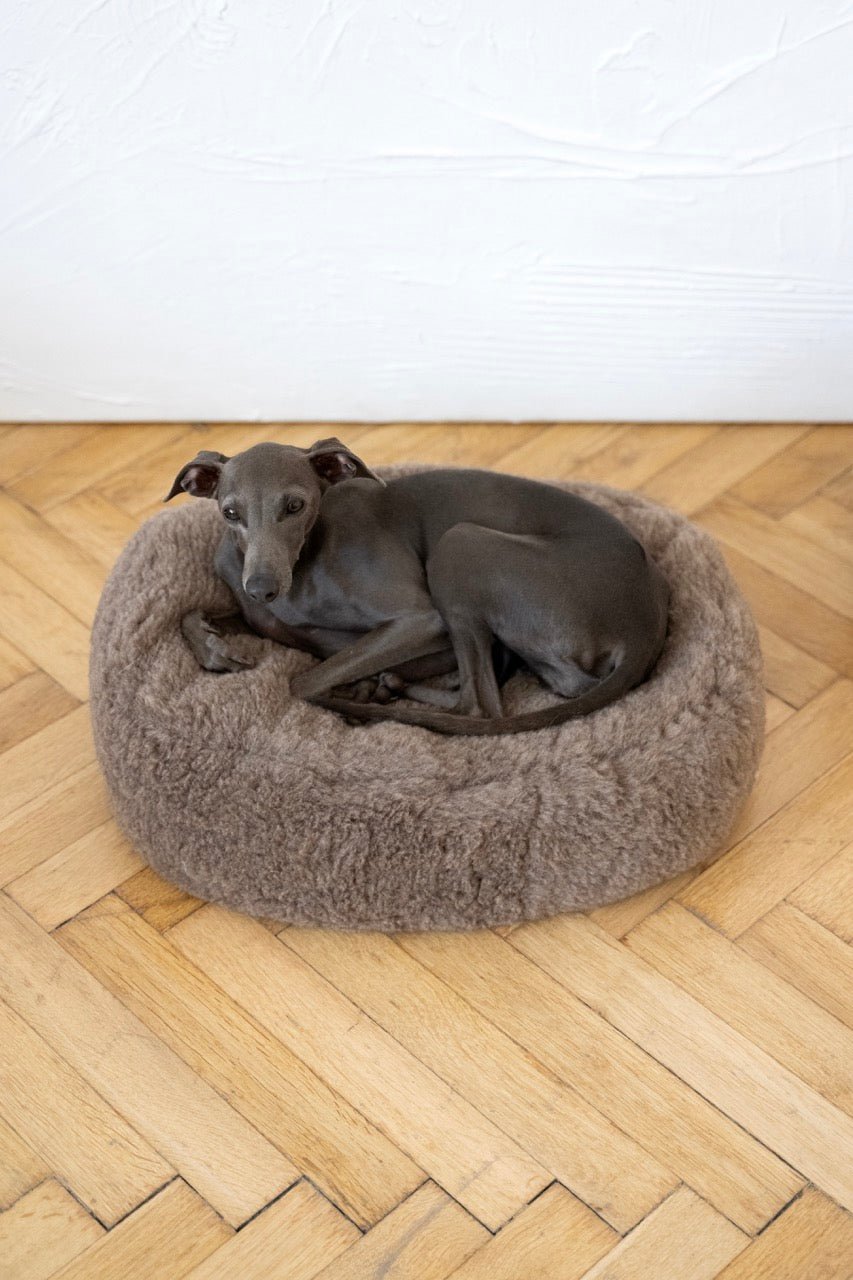 Natural Wool Pet Bed - Oval, Greige - Maison Fur